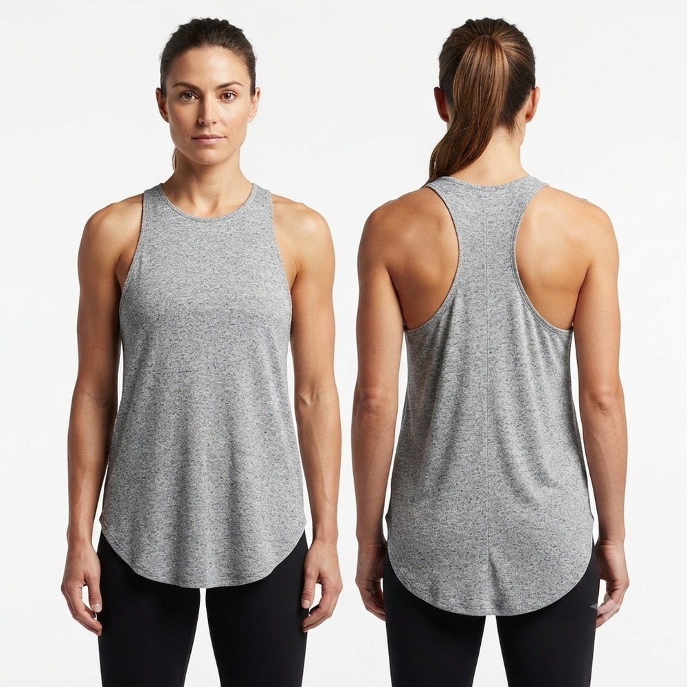 Abercrombie & Fitch Tank Womens Small Grey Heather Racerback Top Curved Hem